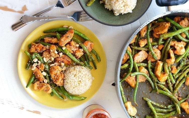 kung pao chicken with green beans
